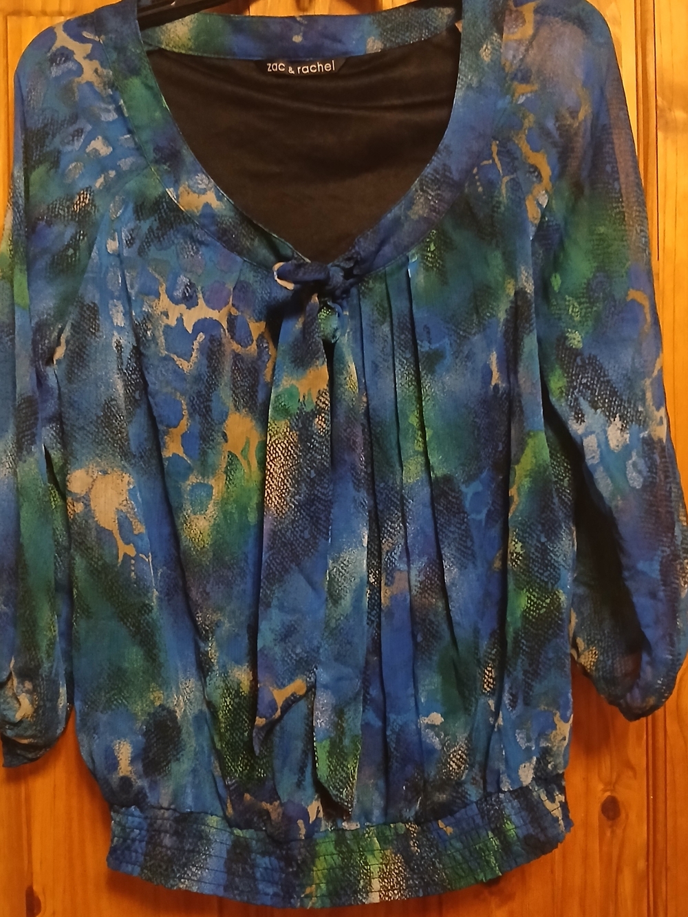 Zac & Rachel Blue Green Printed Blouse